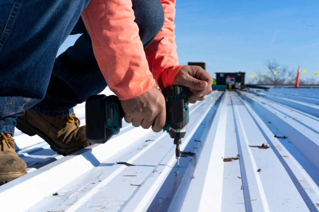 metal roof on a flat roof