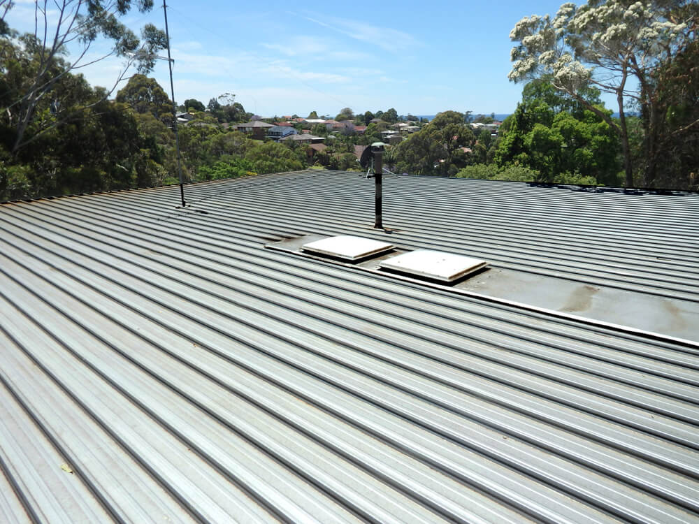 metal roof on a flat roof 