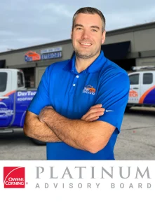 Brad of DryTech Exteriors posing for his recent appointment to the Owens Corning advisory board