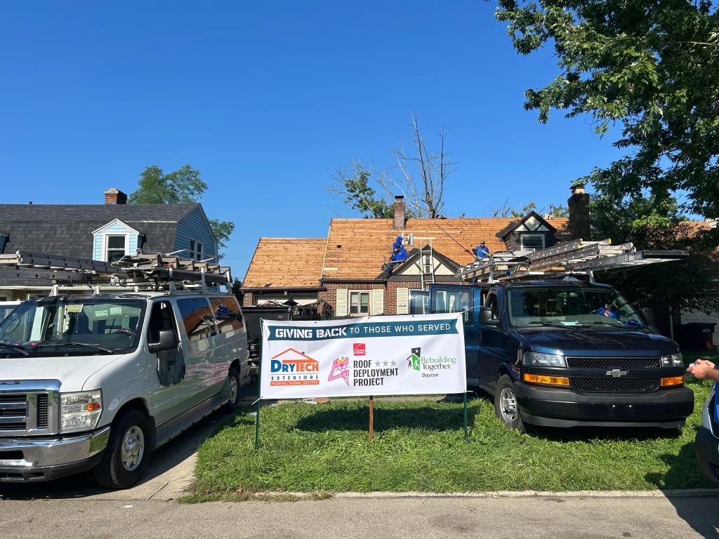 Drytech and Owens Corning Roof Deployment Program sign