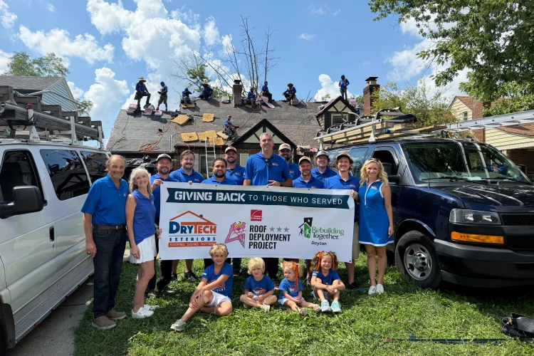 Drytech Roofing Team in Dayton and the Roof Deployment Program, giving new roofs to veterans.